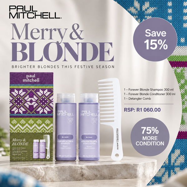Paul Mitchell Merry & Blonde Gift Set 2026 festive artwork showing the set contents, alternate view