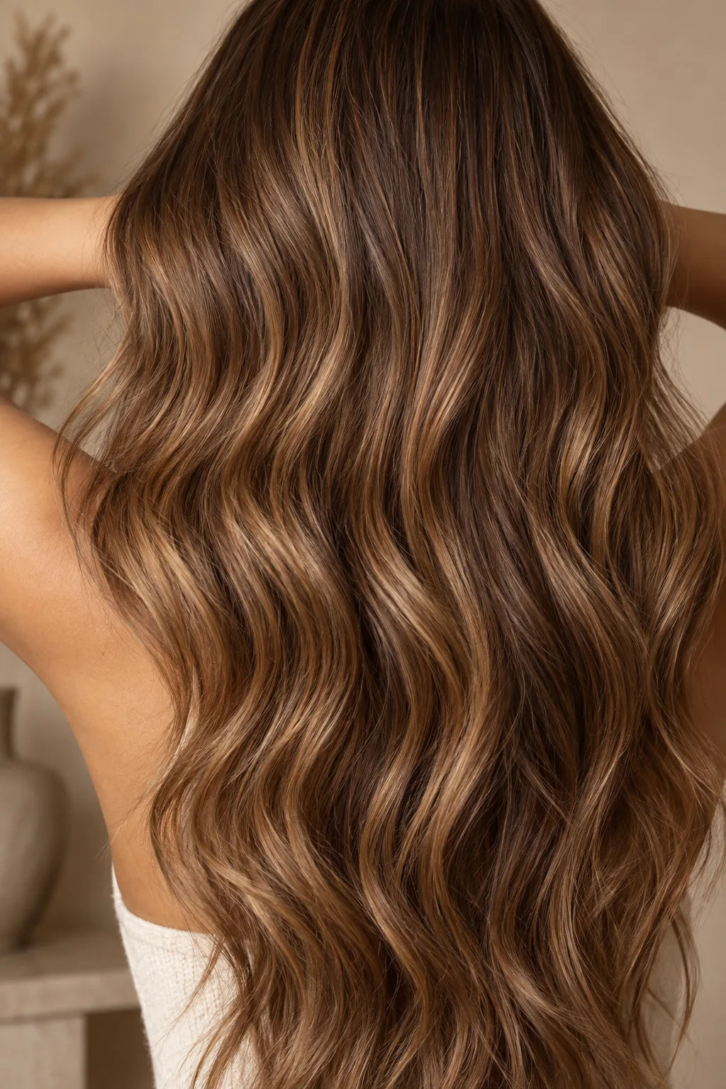 Long brunette hair with natural volume
