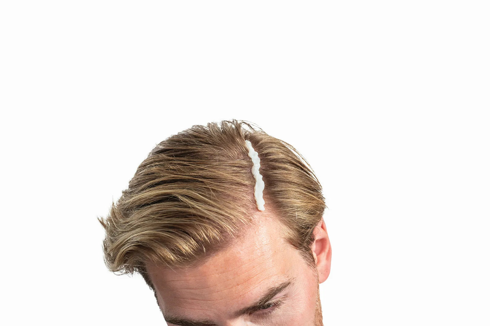 Neofollics Scalp Therapy Nourishing Mask applied along the parting