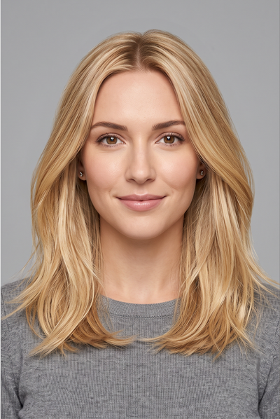 After photo: bright, healthy blonde hair colour transformation result at Paul Mitchell SA