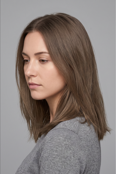 Before photo: client's hair prior to blonde colour transformation at Paul Mitchell SA