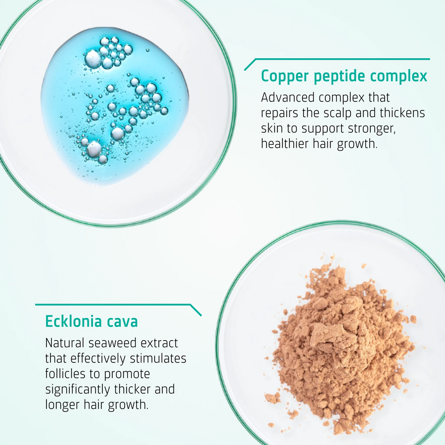 Key ingredients in Neofollics Hair Growth Stimulating Conditioner including biotin and copper tripeptide-1