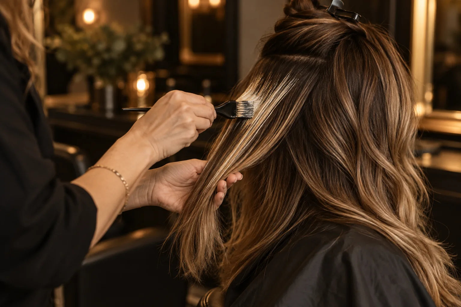 Colour being applied by hand with a brush