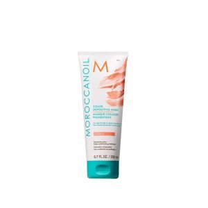 Colour Deposit Mask Coral 200ml -Moroccanoil – Add soft blush-orange tones to light to medium blonde hair while deeply conditioning with this dual-benefit mask.