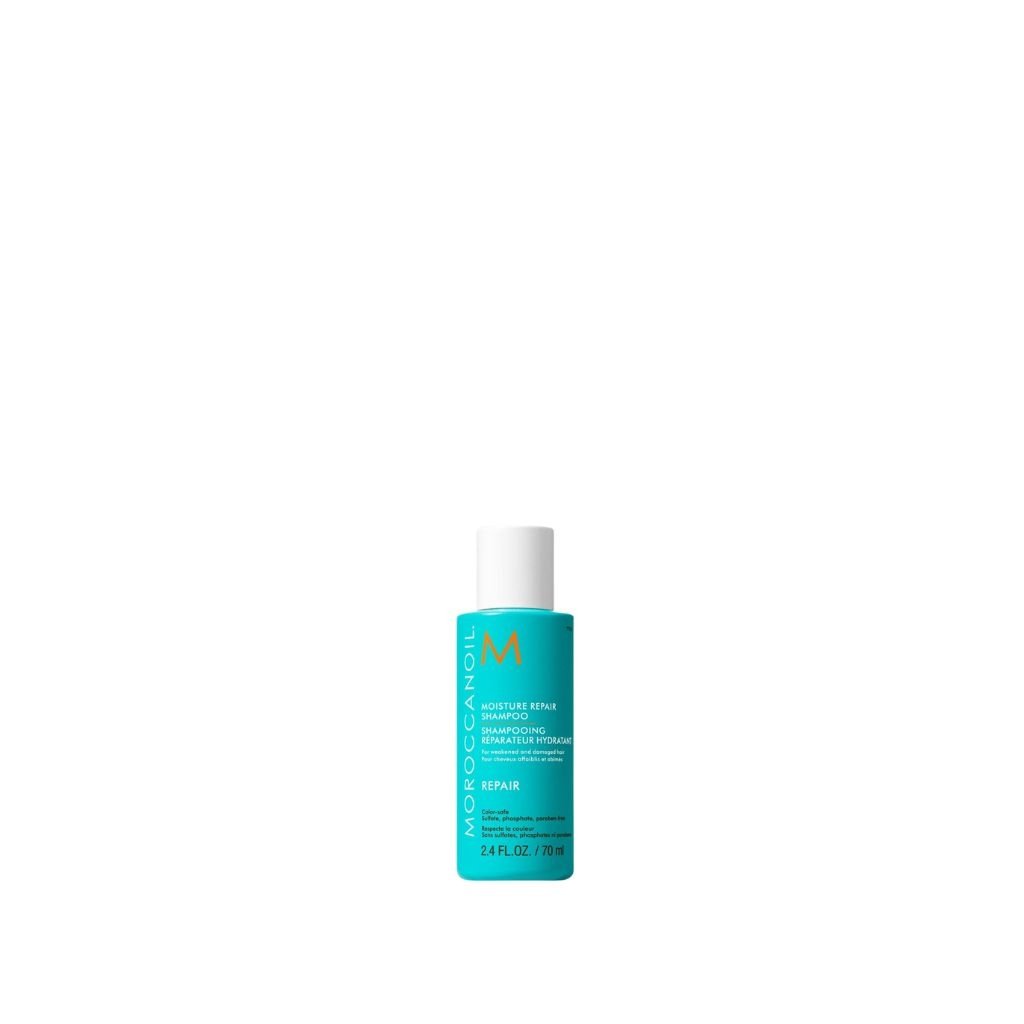 Moisture Repair Shampoo 70ml –Moroccanoil Gently cleanse and revive weakened or damaged hair with this travel-size, sulfate-free shampoo