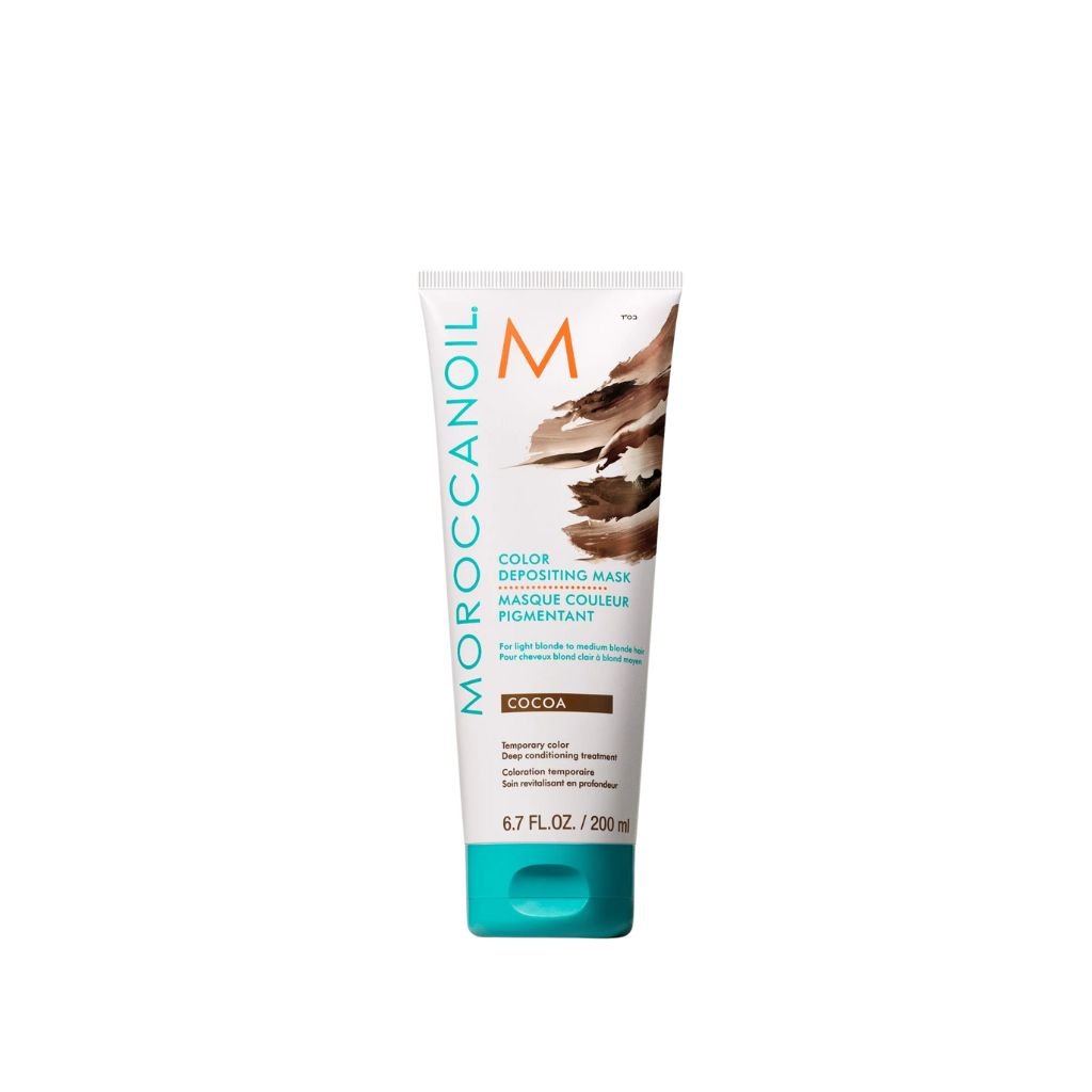 Colour Deposit Mask Cocoa 200ml - Morocconoil for light to dark brown hair, revives faded tones, adds depth & dimension, with intense hydration & shine.